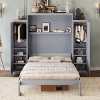 Queen Size Murphy Bed with Cabinets and Bookcase, Wall Bed with Storage Wardrobe and Foldable Platform Frame-Maison Boucle - 3 of 4