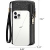 BEAFUP Carved Double Zip Wallet for Women,with 4 Full-length Cash Compartments RFID Blocking PU Leather Wristlet Purse Large Capacity Credit - 3 of 4