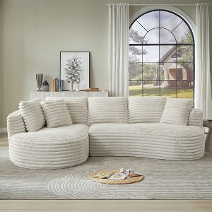 Dolonm 121" Modern Curved L-shaped Sofa,Compression Boneless Sofa,Minimalist Design,Corduroy Fabric,No Assembly,for Living Room,Bedroom - 1 of 4