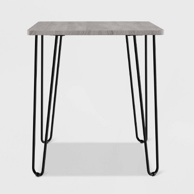Mid-Century Modern Hairpin Leg Wood & Metal End Table - Gray
