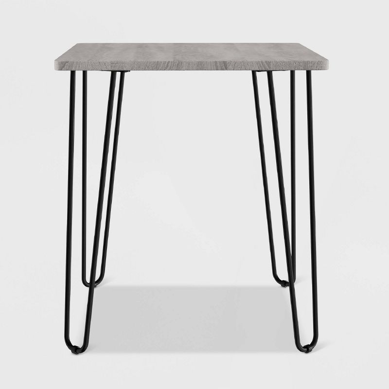End Table with Hairpin Legs Woodgrain Look Gray - Yorkshire Home, 4 of 5