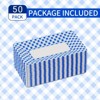 Hachikiko Blue and White Buffalo Plaid Plates, Blue Checkered Disposable Paper Food Trays for Dessert Appetizers Snack Hotdog Rectangular Platters - 3 of 4