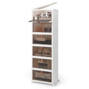Costway 6-Tier Stackable Plastic Storage Bins Storage Bin Organizer with Lids & Doors - 1 of 4