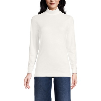 Lands' End Women's Relaxed Cotton Long Sleeve Mock Turtleneck