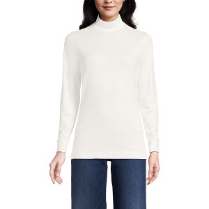 Lands' End Women's Relaxed Cotton Long Sleeve Mock Turtleneck - 1 of 3