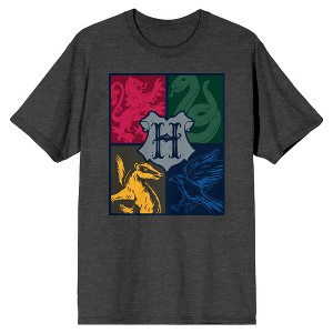 Harry Potter Horgwarts founders Collage Charcoal Men's T-Shirt - 1 of 2