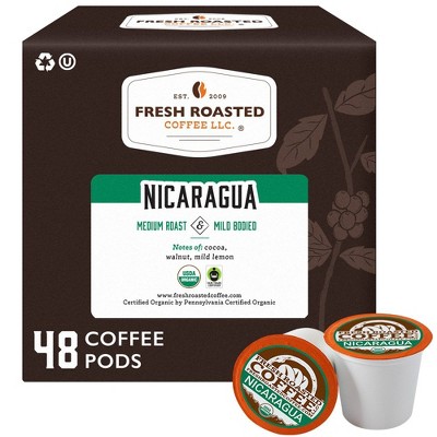 Fresh Roasted Coffee - Organic Nicaraguan Medium Roast Single Serve Pods - 48CT