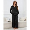 Women's Pajama Sets Button Down Long Sleeve 2025 Satin Loungewear Set Comfy Nightwear - 3 of 4