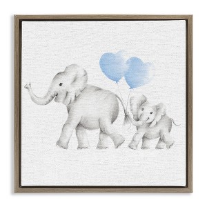 Stupell Industries Elephant Family with Blue Balloons, 18" x 18" - 1 of 4