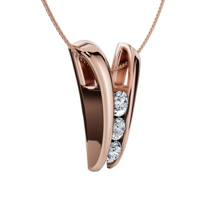 Pompeii3 1/2Ct Three Stone Diamond Pendant Gold Women's 18" Necklace Lab Created