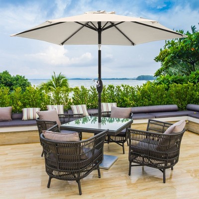 Sonkuki 7.5 ft Patio Market Crank and Tilt Umbrellas,  UV-Resistant Canopy