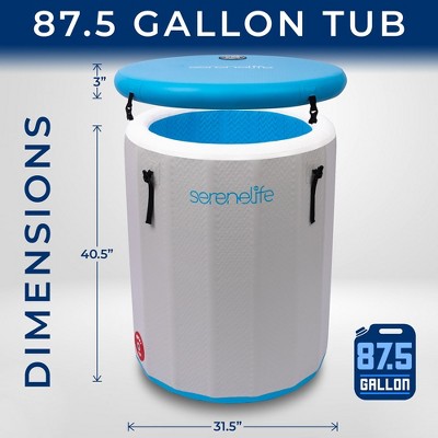SereneLife 87.5 Gallon White and Blue Inflatable Cold Plunge Tub