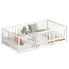 CAVINAS Twin Size Wood Montessori Bed with Fence and Door,Modern Floor Bed with Slats,Toddler Bed for Bedroom - 4 of 4