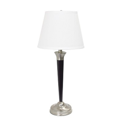 Malbec Black and Brushed Nickel 3-Piece Lamp Set with Cream Shades