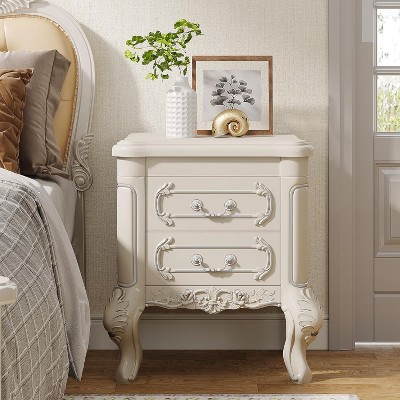 Hommoo White Nightstand with 2 Drawers