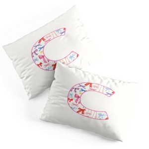 Deny Designs Standard April Lane Art Fancy Bow Monogram C Microfiber Printed Pillow Sham - 1 of 3