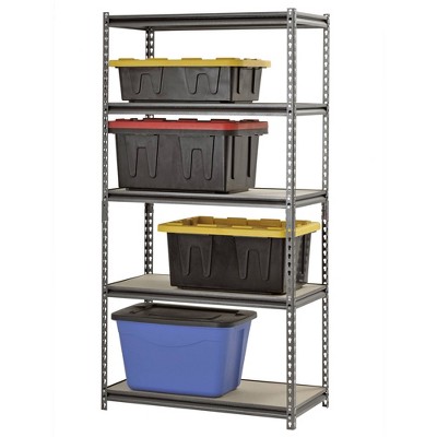 Silver 36"W x 18"D x 72"H Steel 5-Shelf Freestanding Unit