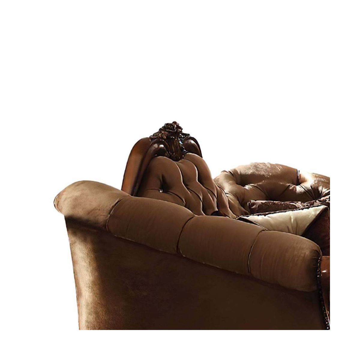 Acme Furniture Dresden Sofa Golden Brown Velvet/Cherry Oak Finish - thumbnail 5