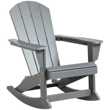 Outsunny Outdoor Rocking Chair, HDPE Adirondack Porch Rocker Chair for Garden, Patio