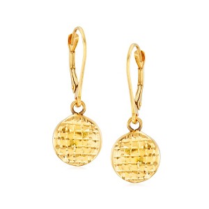 Ross-Simons 14kt Yellow Gold Textured and Polished Disc Drop Earrings - 1 of 4