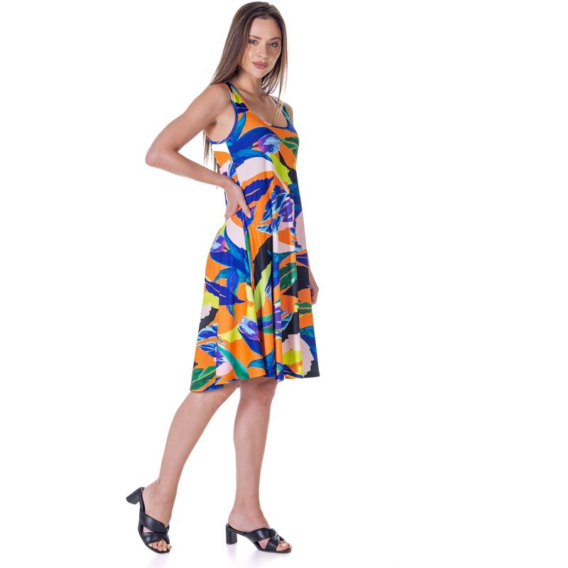 24seven Comfort Apparel Womens Multicolor Sleeveless Knee Length Tank Swing Dress, 2 of 9