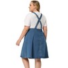 Agnes Orinda Women's Plus Size Button Decor Adjustable Strap Casual Midi Denim Suspender Overall Dresses with Pocket - 4 of 4