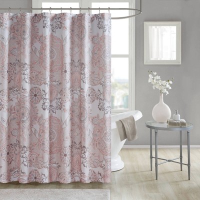 Lian Cotton Printed Shower Curtain Blush