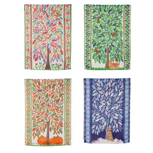 Evergreen Garden Flag 4 Season Trees Suede, Set of 4 Double Sided Indoor Outdoor Decor 18" x 12.5" - 1 of 4