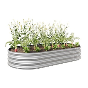 NAYSAYE Planter Raised Garden Bed Large Metal Planter for Plants Vegetables Flowers for Indoor Outdoor Garden, Silver, 70.86"*35.43"*11.42" - 1 of 4
