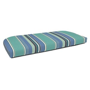 Casual Cushion Stripe Sunbrella Fabric 1-Piece Indoor/Outdoor Wicker Bench Cushion, 43.5"W x 19.5"L - 1 of 4