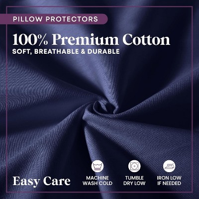 Navy Cotton Hypoallergenic Standard Pillow Protector Set
