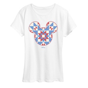 Women's - Disney - Mickey Ears Quilt Short Sleeve Graphic T-Shirt - 1 of 4