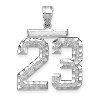 Black Bow Jewelry 14k White Gold, Varsity Collection, Large D/C Pendant, Number 23