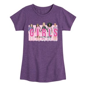 Girls' - Barbie - Girls Will Save the World Fitted Short Sleeve Graphic T-Shirt - 1 of 4