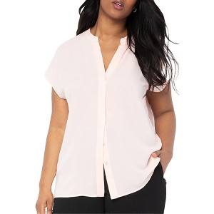 ELOQUII Women's Plus Size Notch Collar Blouse - 1 of 4
