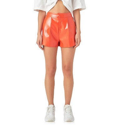 Women's Shiny Faux Leather Shorts - Grey Lab