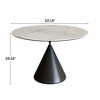 Versatile Dining Table with Marble-Pattern Stone Top & Steel Base - 2 of 4