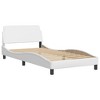 vidaXL Twin XL Faux Leather White Bed Frame with Headboard Base - Elegant Waved Design, Plywood Slats & Headboard Pillow - 4 of 4