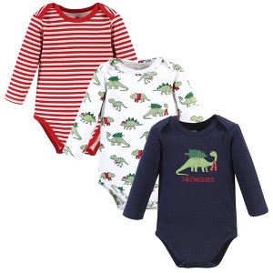 Hudson Baby Unisex Baby Cotton Long-Sleeve Bodysuits, Christmasaurus - 1 of 4