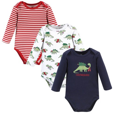 Hudson Baby Unisex Baby Cotton Long-Sleeve Bodysuits, Christmasaurus - image 1 of 4