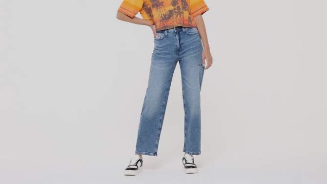 Women's High-Rise 90's Relaxed Slashed Straight Jeans - Wild Fable™ Medium Wash, 2 of 14, play video