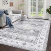 Acekool 2x6 Vintage Floral Runner Rug - Washable Low Pile Non-Slip Carpet for Hallway, Bedroom & Kitchen - 2 of 4