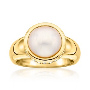 Ross-Simons 10mm Mabe Pearl and .30 ct. t.w. CZ Ring in 18kt Gold Over Sterling - 1 of 4