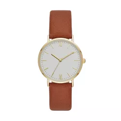 Women's Classic Strap Watch - A New Day™ Gold/Brown