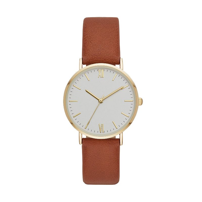 Women&#39;s Classic Strap Watch - A New Day&#8482; Gold/Brown, 1 of 4