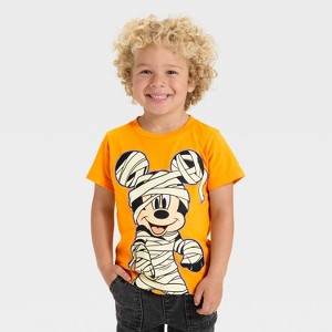 Toddler Boys' Disney Mickey Mouse Short Sleeve Halloween Mummy T-Shirt - Orange - 1 of 4