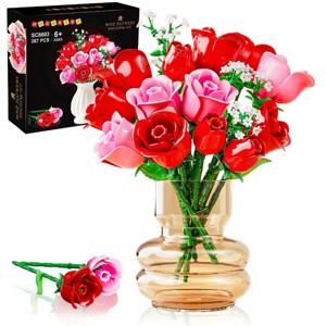 HOGOKIDS 387PCS Roses Flowers Bouquet Building Set Gift for Adults and Kids Aged 6+ - 1 of 4