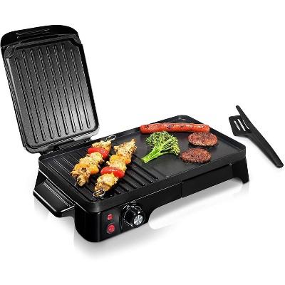 NutriChef Electric Griddle - Crepe Maker Hot Plate Cooktop with Press Grill for Paninis