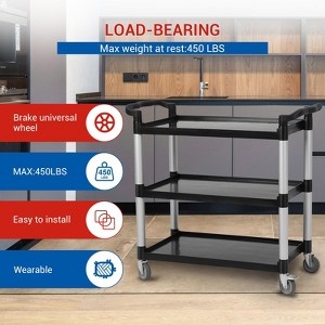 3-Shelf Rolling Utility Cart, Service Cart Push Cart 500 Lbs - 1 of 4