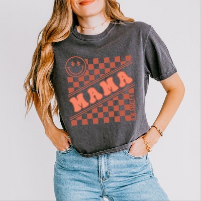 Simply Sage Market S.W.Smiley Mama Checkerboard Smiley Face Boxy Crop Top